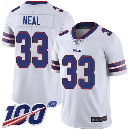 Men Buffalo Bills 33 Siran Neal White Vapor Untouchable Limited Player 100th Season NFL Jersey